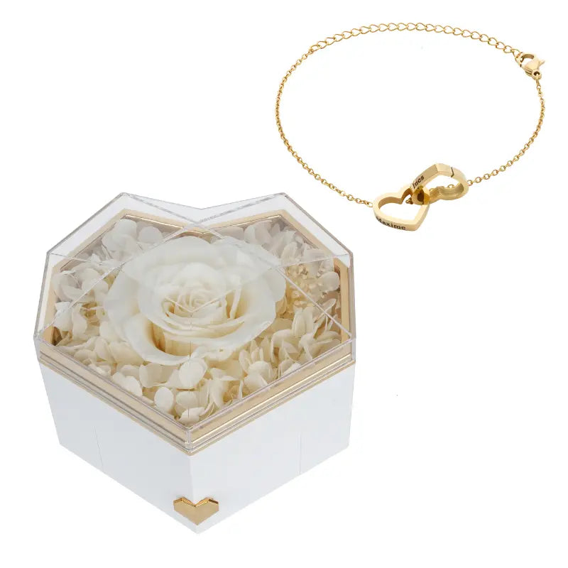 Coffret Cœur Rose Éternelle on Gravé Bracelet