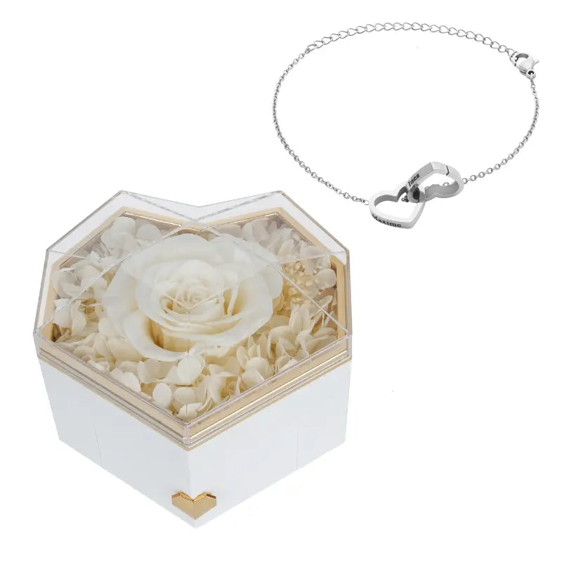 Coffret Cœur Rose Éternelle on Gravé Bracelet