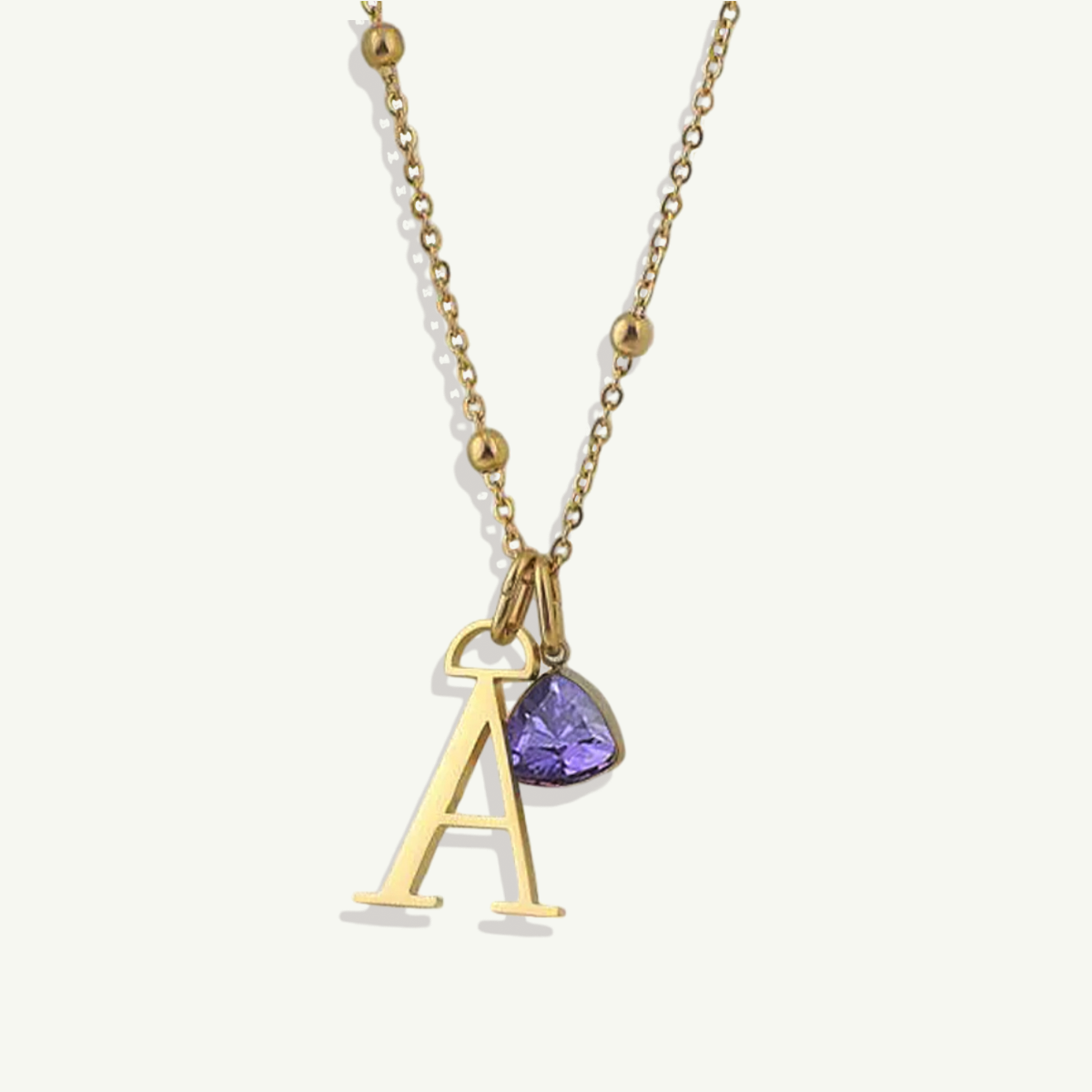 Initial and birthstone drop necklace