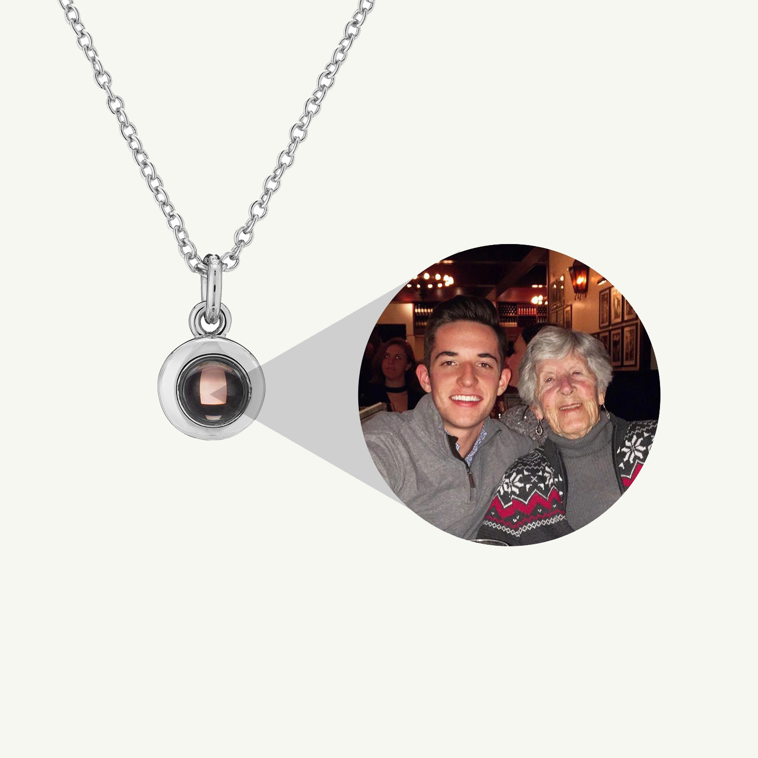 Personalized circular photo necklace