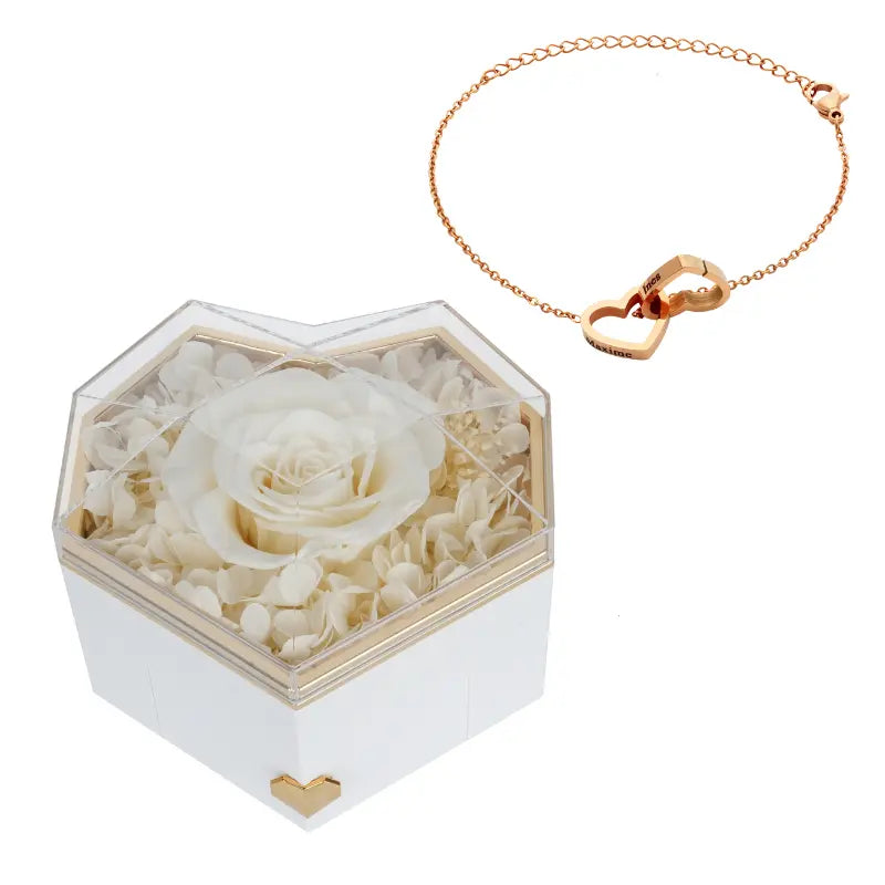 Coffret Cœur Rose Éternelle on Gravé Bracelet