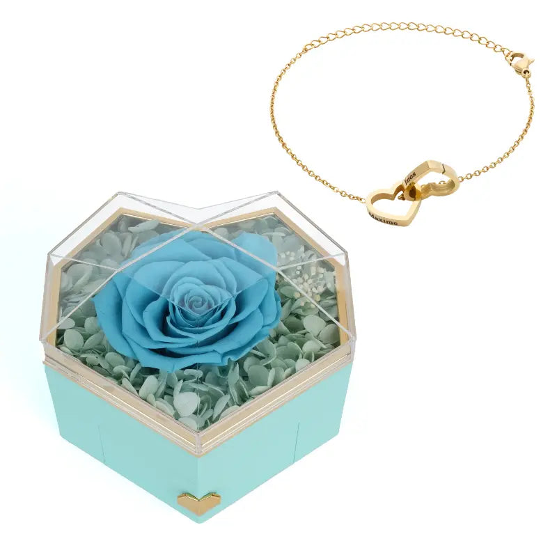 Coffret Cœur Rose Éternelle on Gravé Bracelet