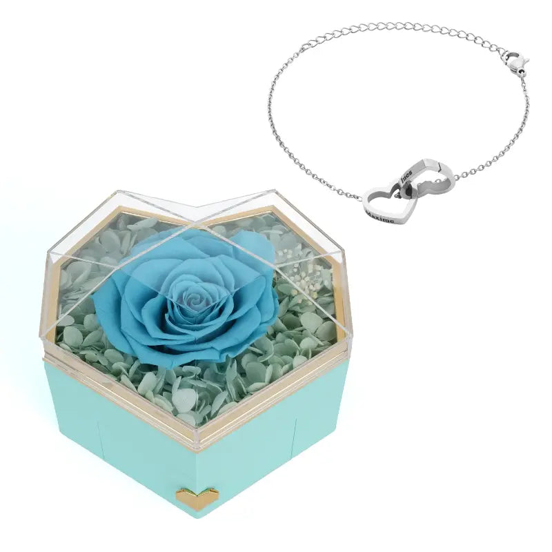 Coffret Cœur Rose Éternelle on Gravé Bracelet