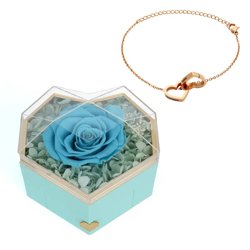 Coffret Cœur Rose Éternelle on Gravé Bracelet