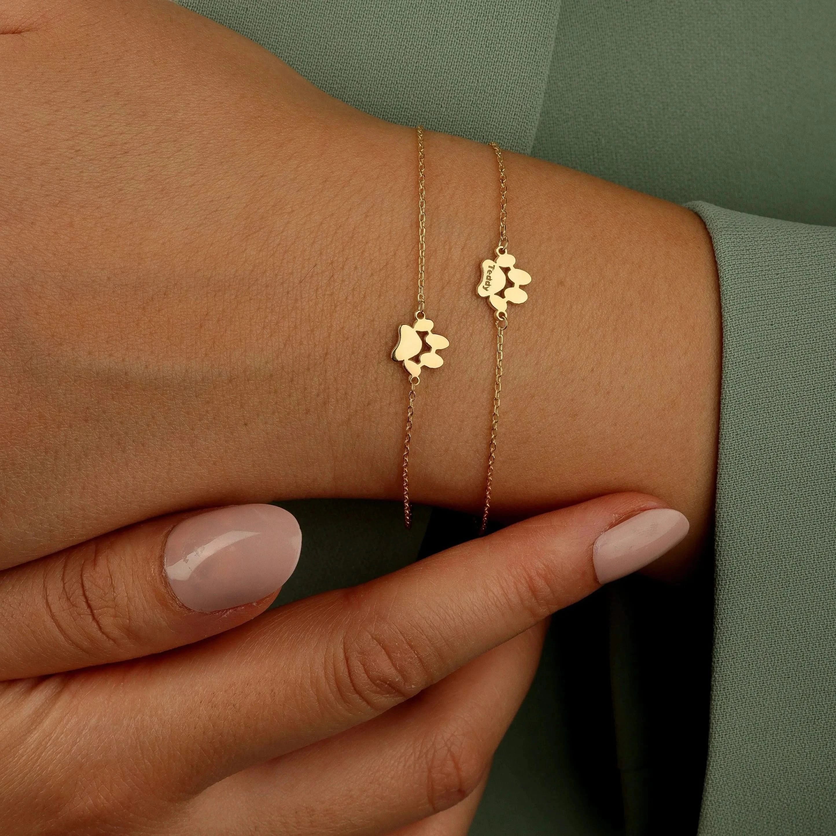 Bracciale a zampa personalizzato con nome