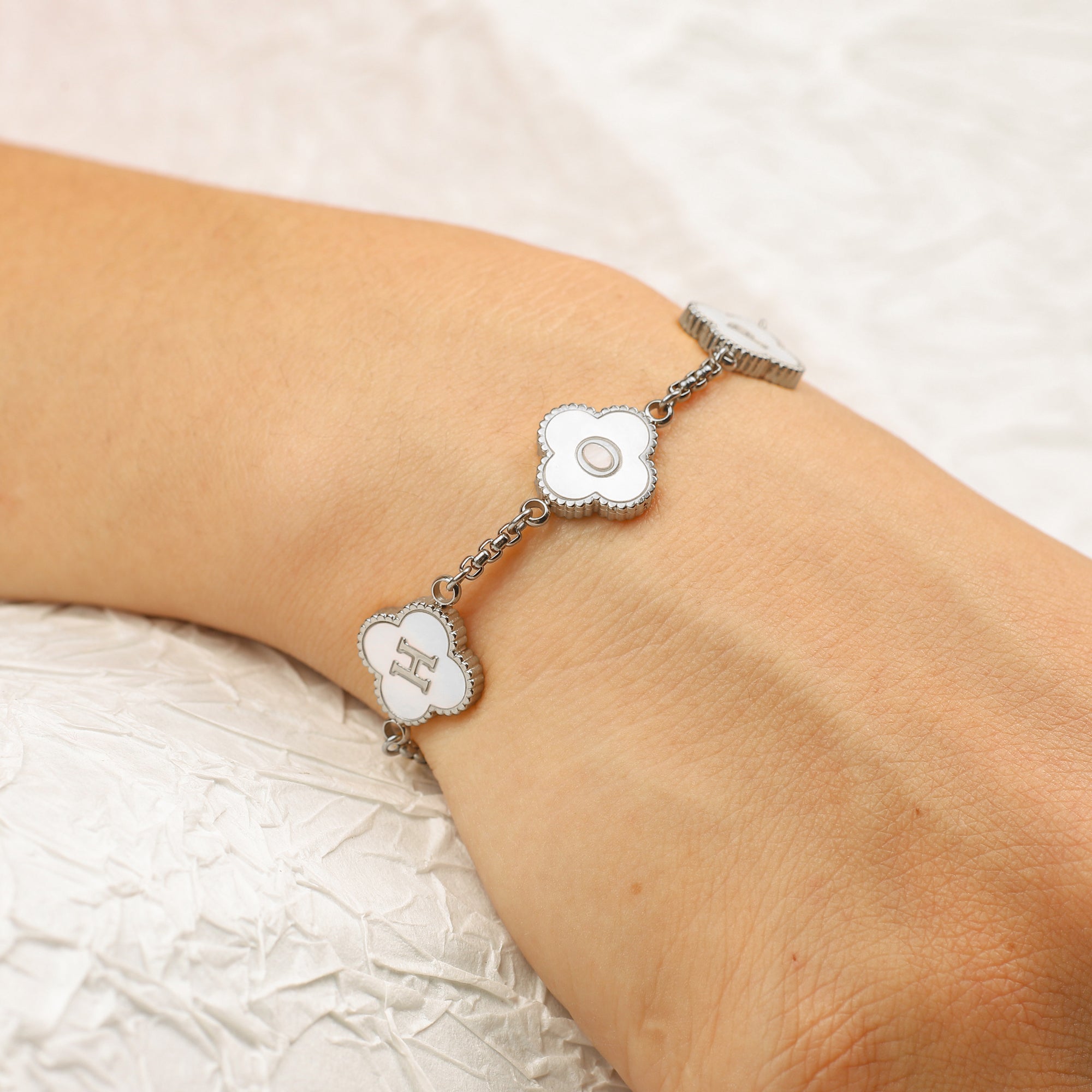 Personalized Clover Name Bracelet