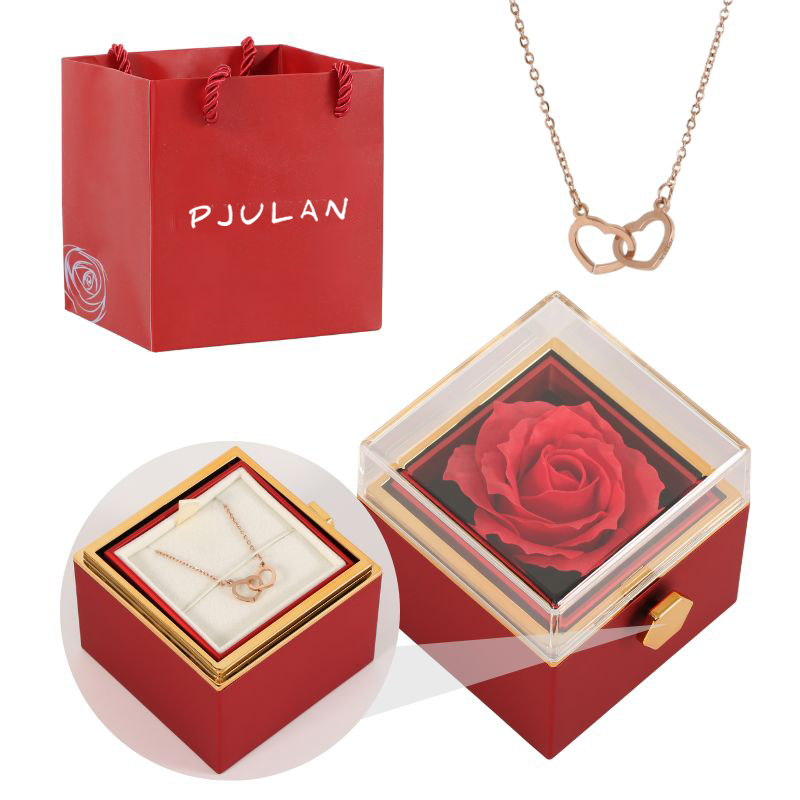 Coffret Rose Éternelle with Collier Gravé