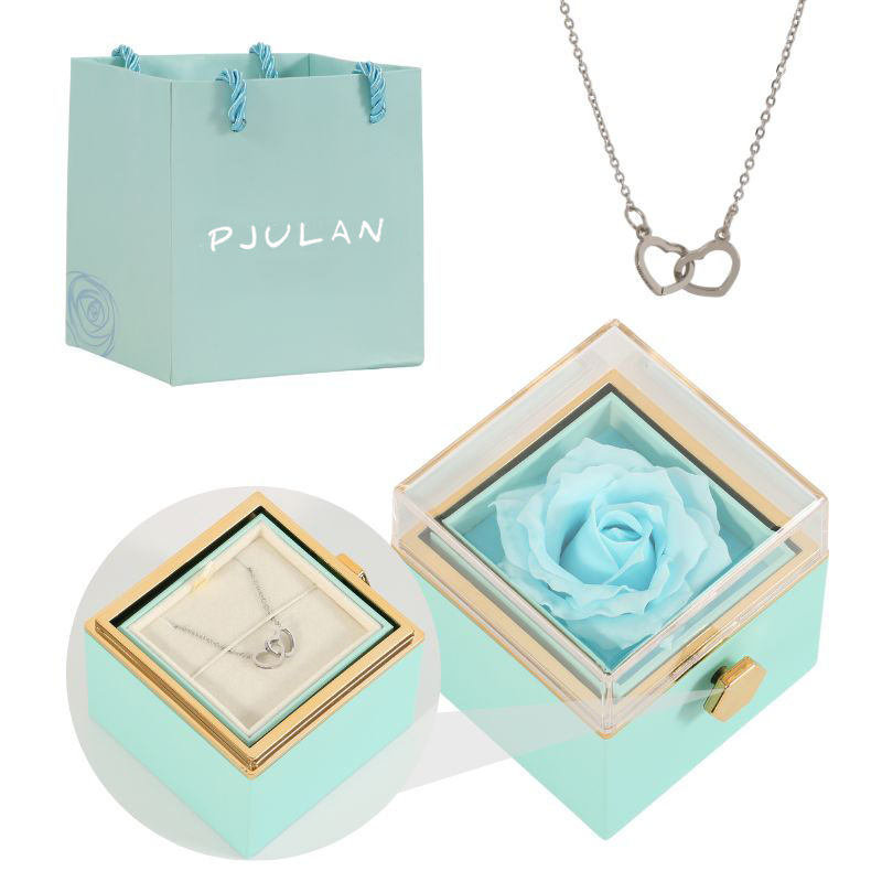 Coffret Rose Éternelle with Collier Gravé