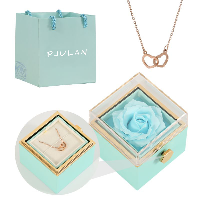 Coffret Rose Éternelle with Collier Gravé