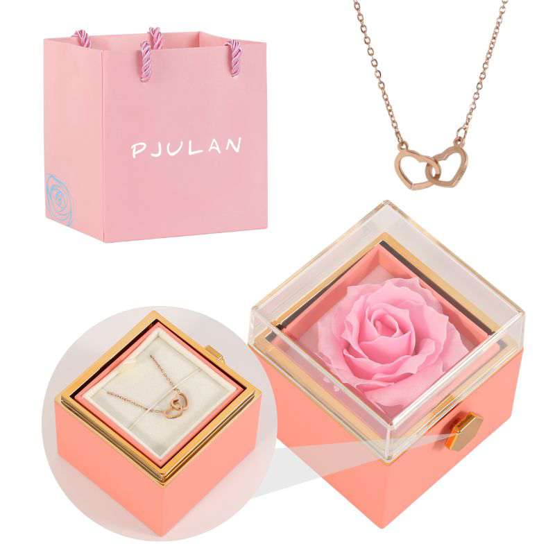 Coffret Rose Éternelle with Collier Gravé