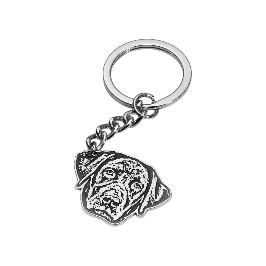 Keychain in the shape of a trimmed pet face