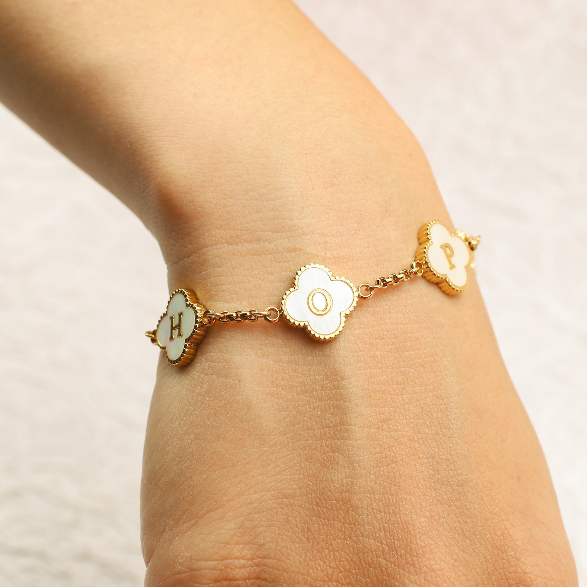 Personalized Clover Name Bracelet