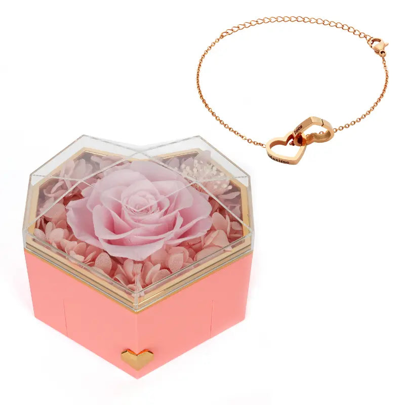 Coffret Cœur Rose Éternelle on Gravé Bracelet