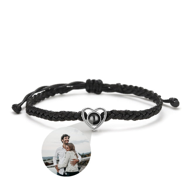 Adjustable Photo Heart Bracelet