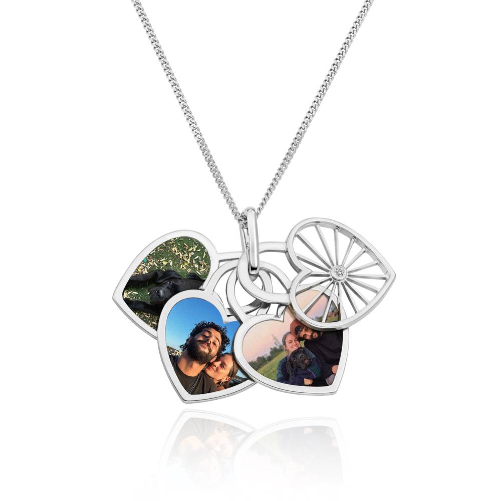 Amorette Sterling Silver Diamond Photo Pendant Necklace