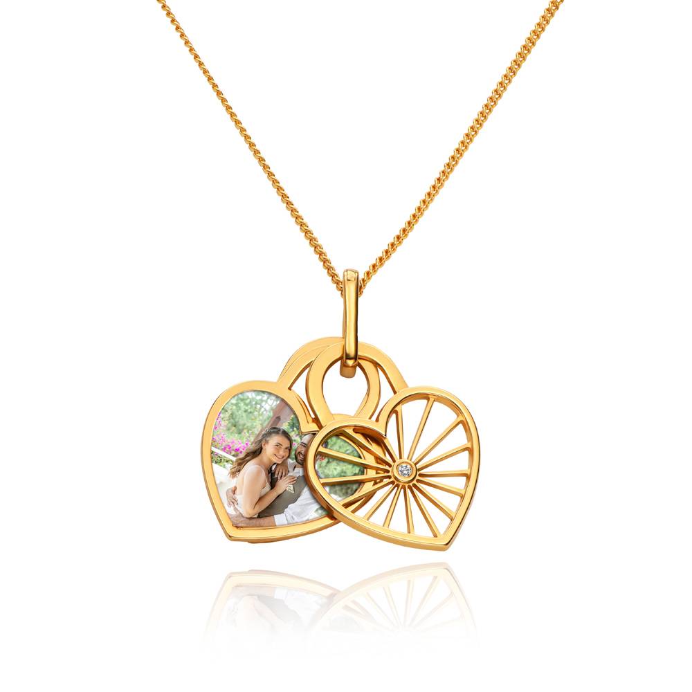 Amorette Sterling Silver Diamond Photo Pendant Necklace