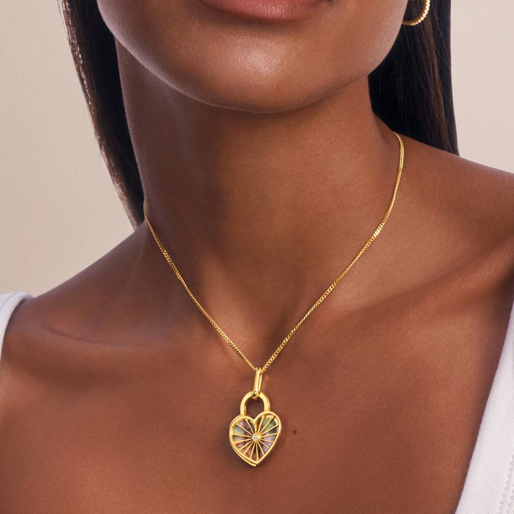 Amorette Sterling Silver Diamond Photo Pendant Necklace