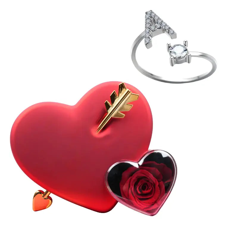 Coffret Amour Rose Éternelle with Initial Bague