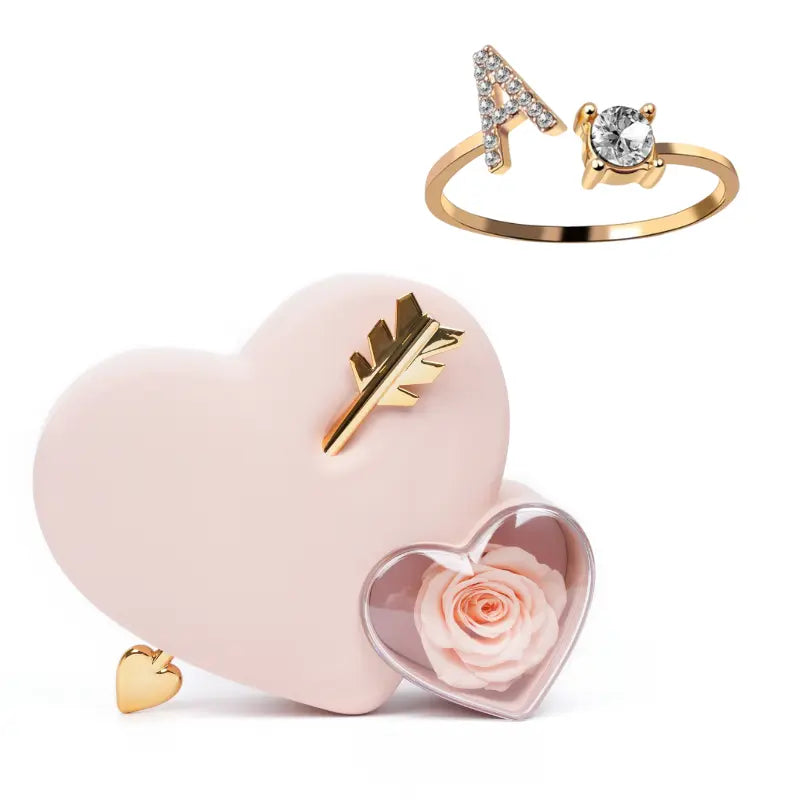Coffret Amour Rose Éternelle with Initial Bague