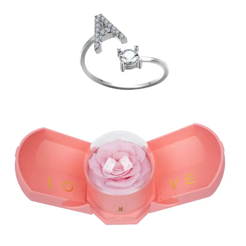 Coffret Harmonie Rose Éternelle with Initial Bague
