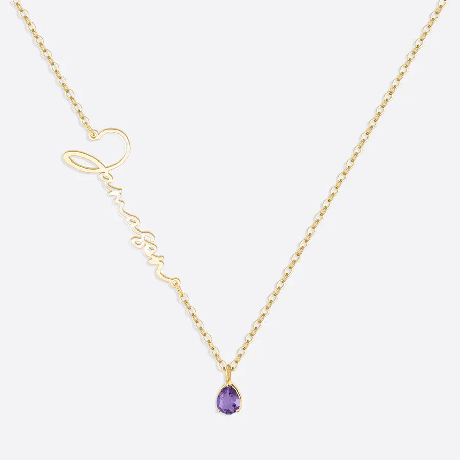 Handmade Birthstone Name Necklace