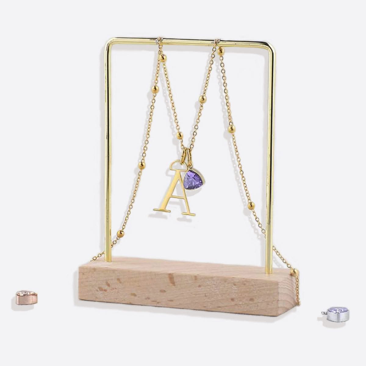 Initial and birthstone drop necklace