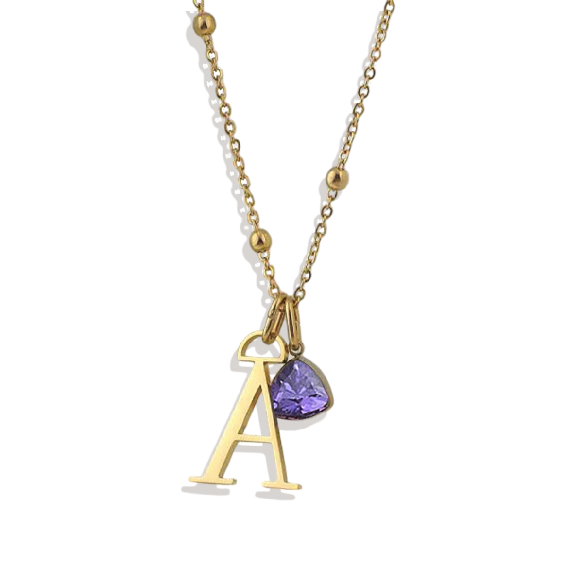 Initial and birthstone drop necklace