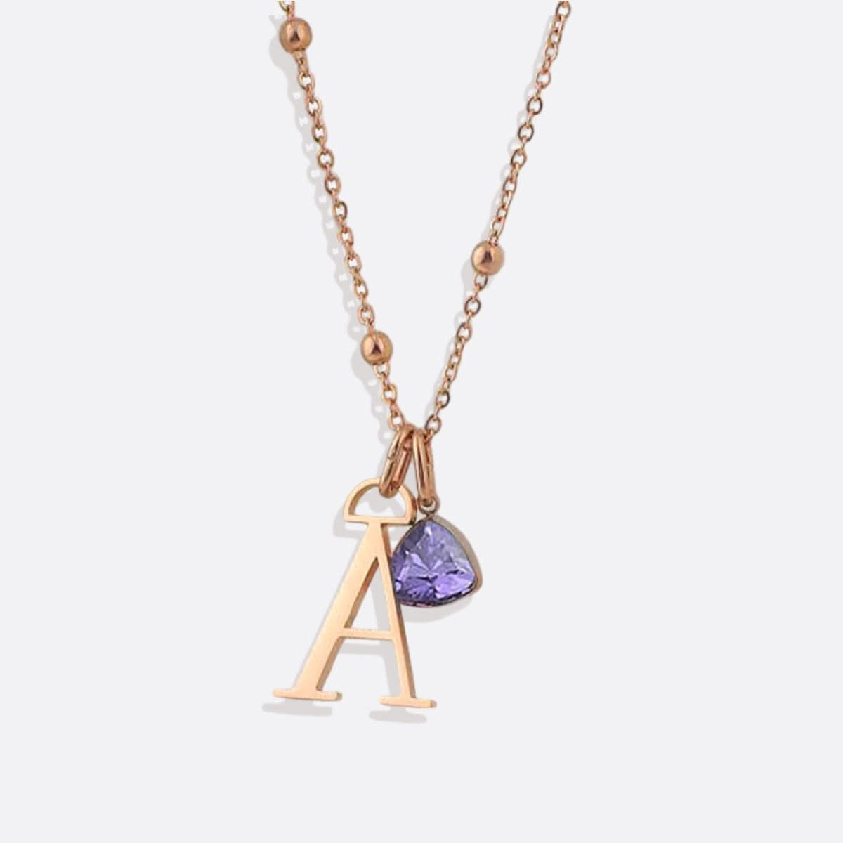 Initial and birthstone drop necklace