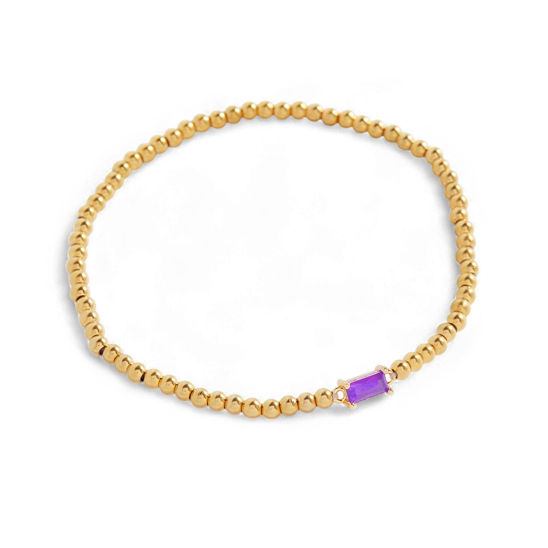 Bracelet of gold beads with birth stone
