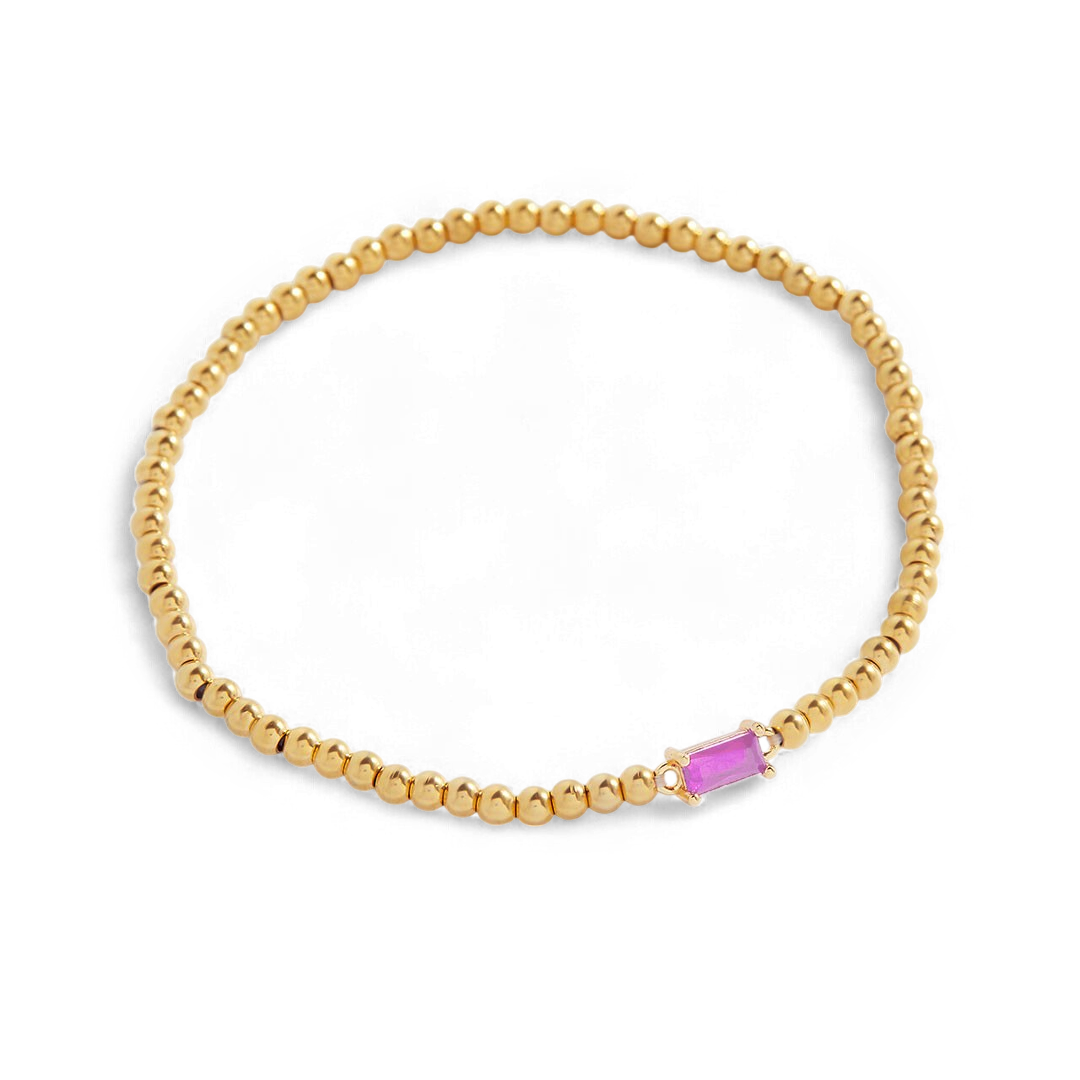 Bracelet of gold beads with birth stone