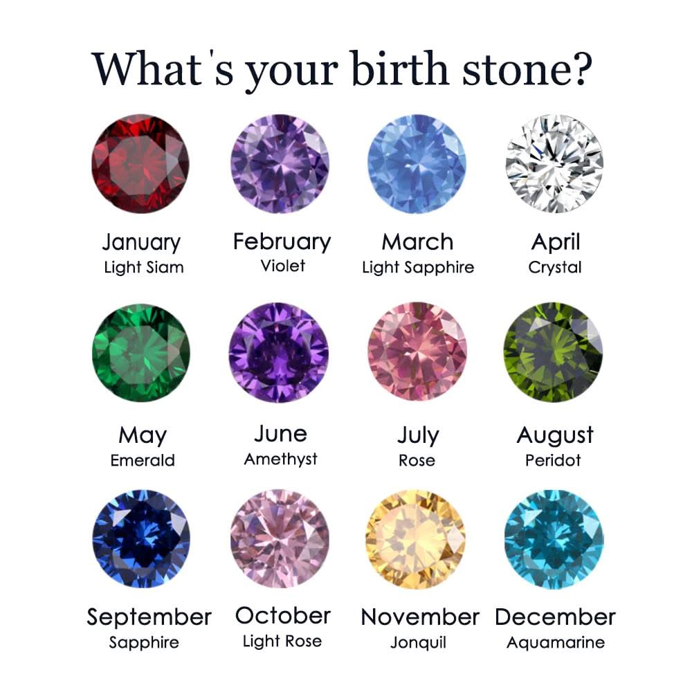 Personalized stackable rings with name and birthstones