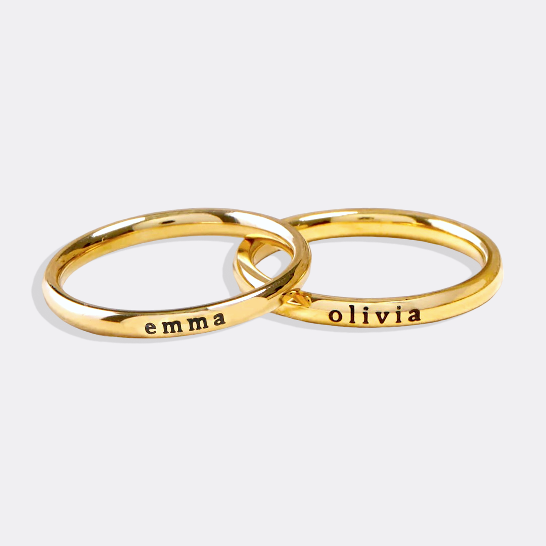 Name rings are compact and stackable