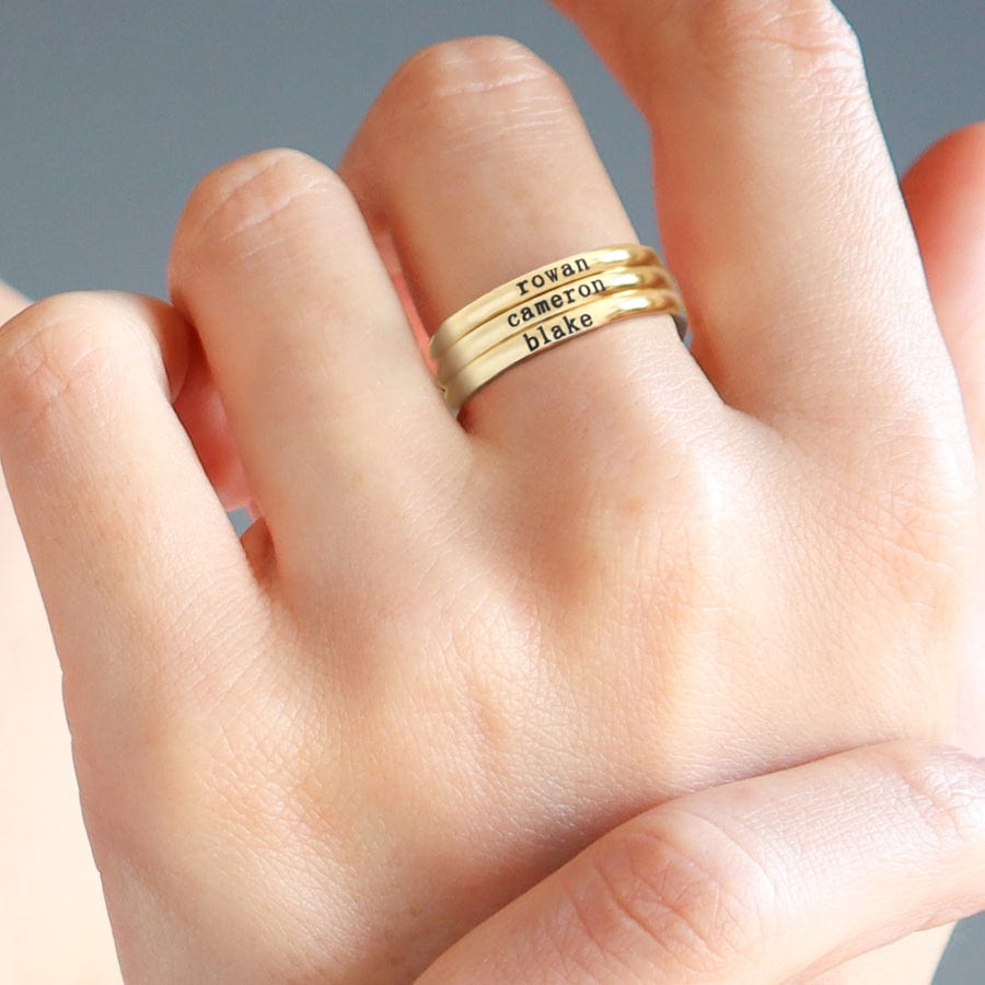 Name rings are compact and stackable