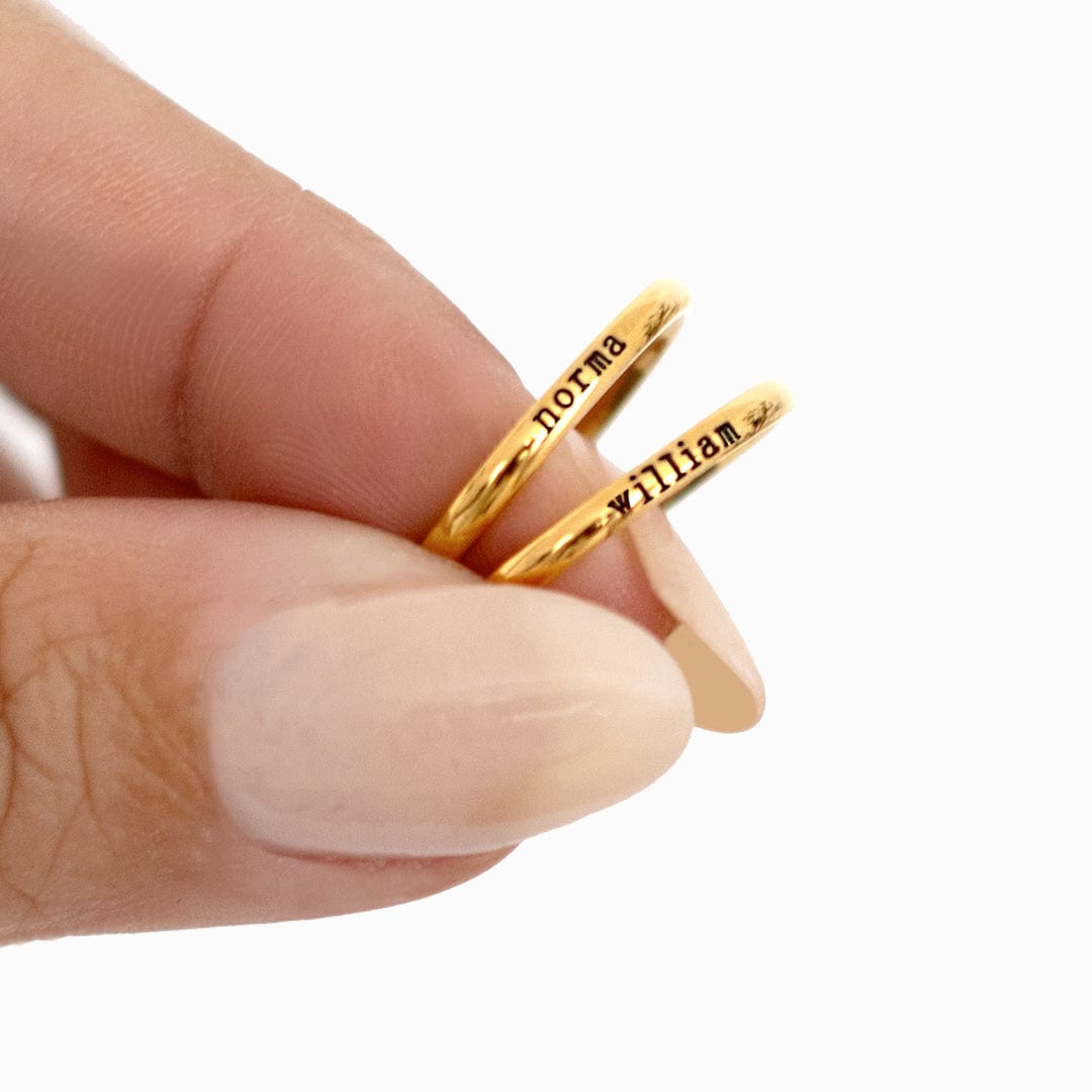 Name rings are compact and stackable