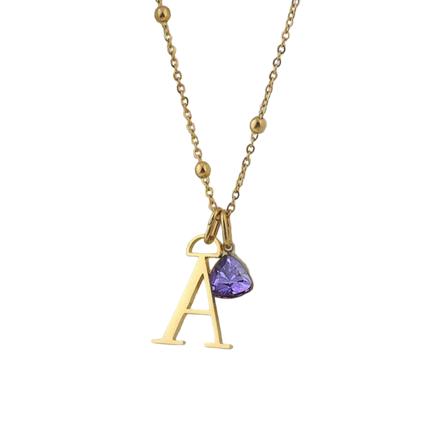Initial and birthstone drop necklace