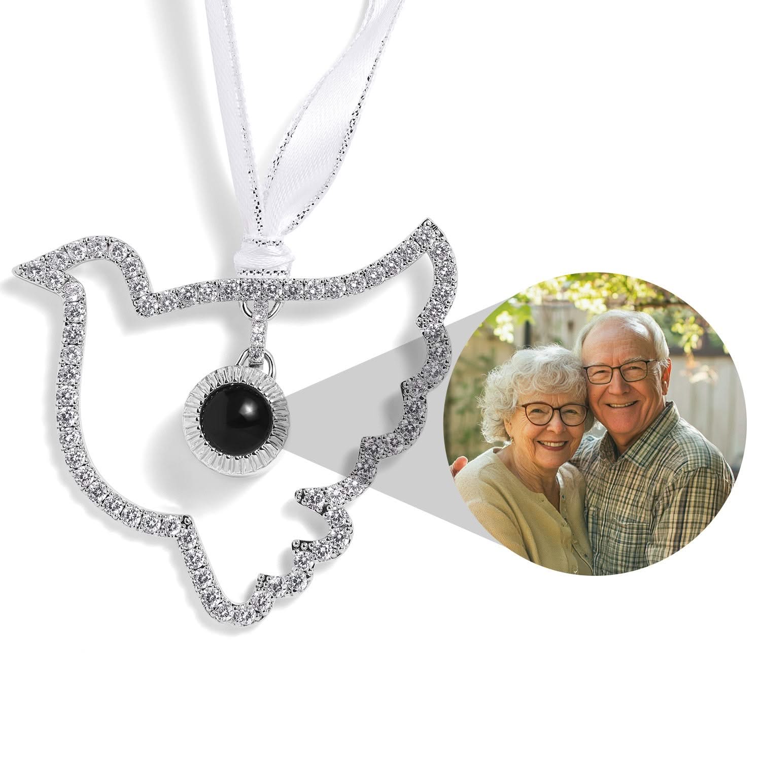 Personalized ornament with a dove photo