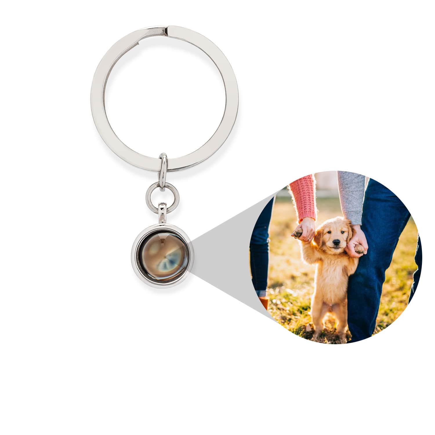 Personalized circular photo keychain