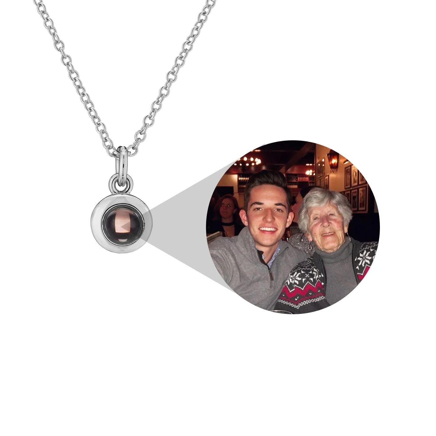 Personalized circular photo necklace