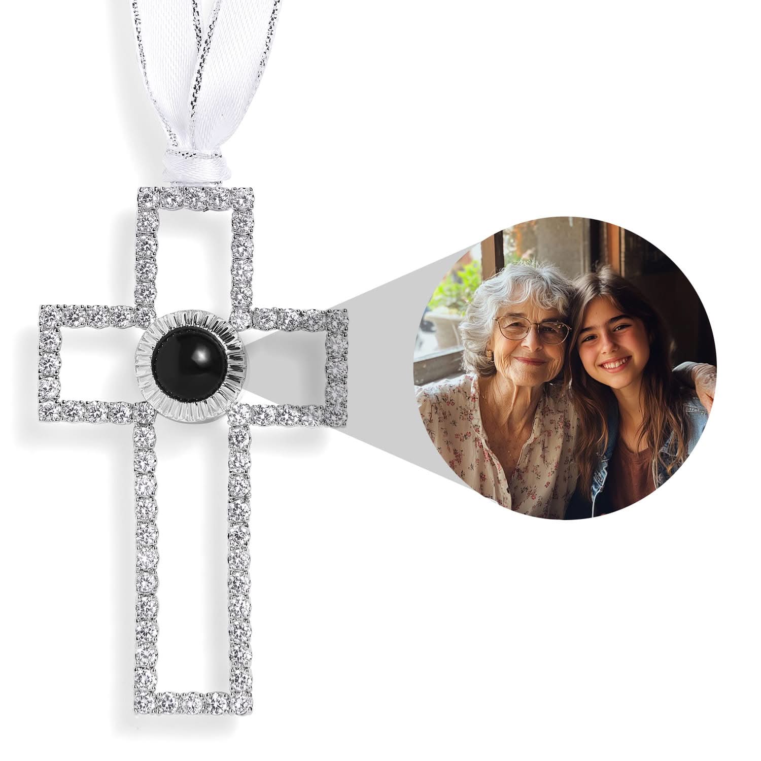 Personalized cross photo ornament