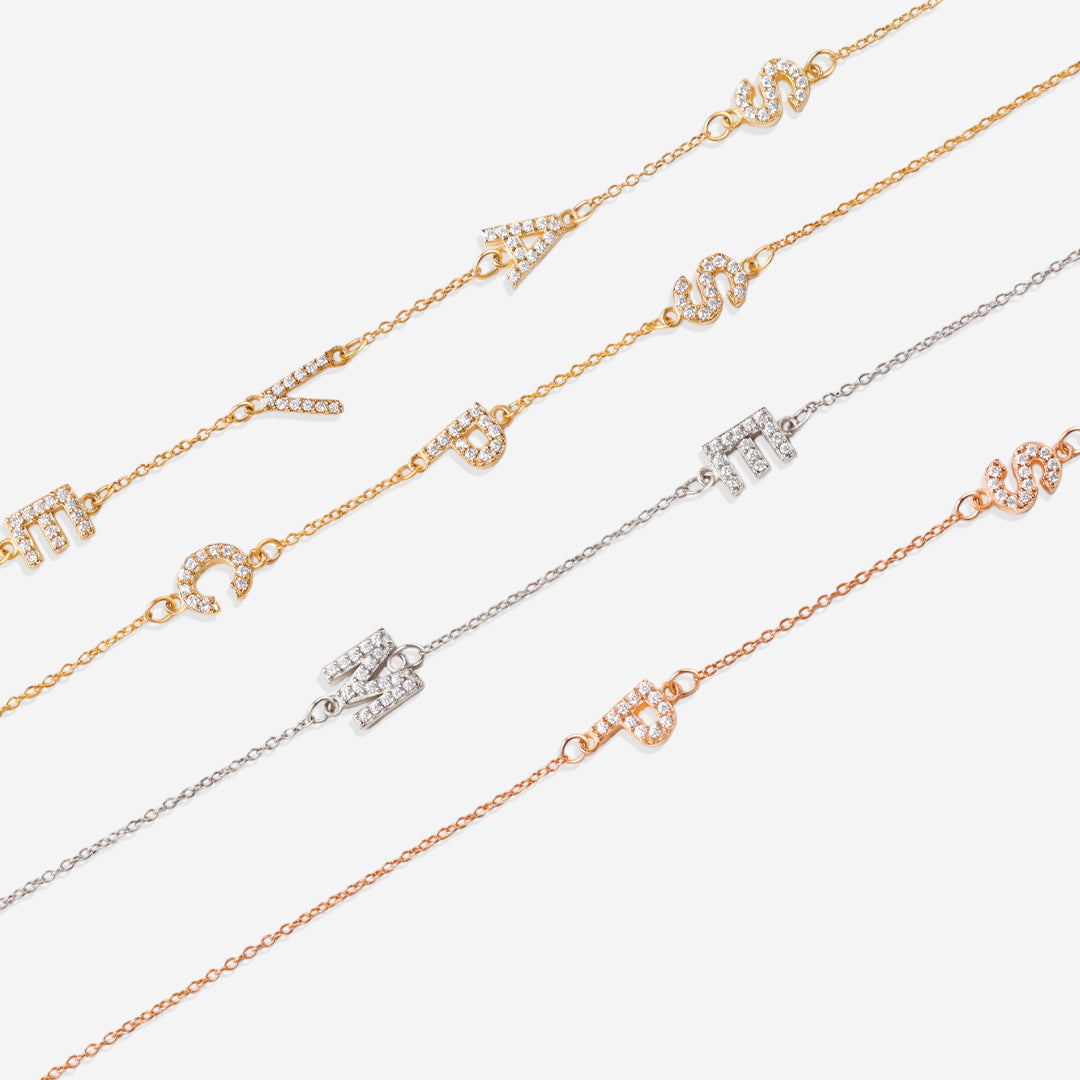 Necklace with the initials pave