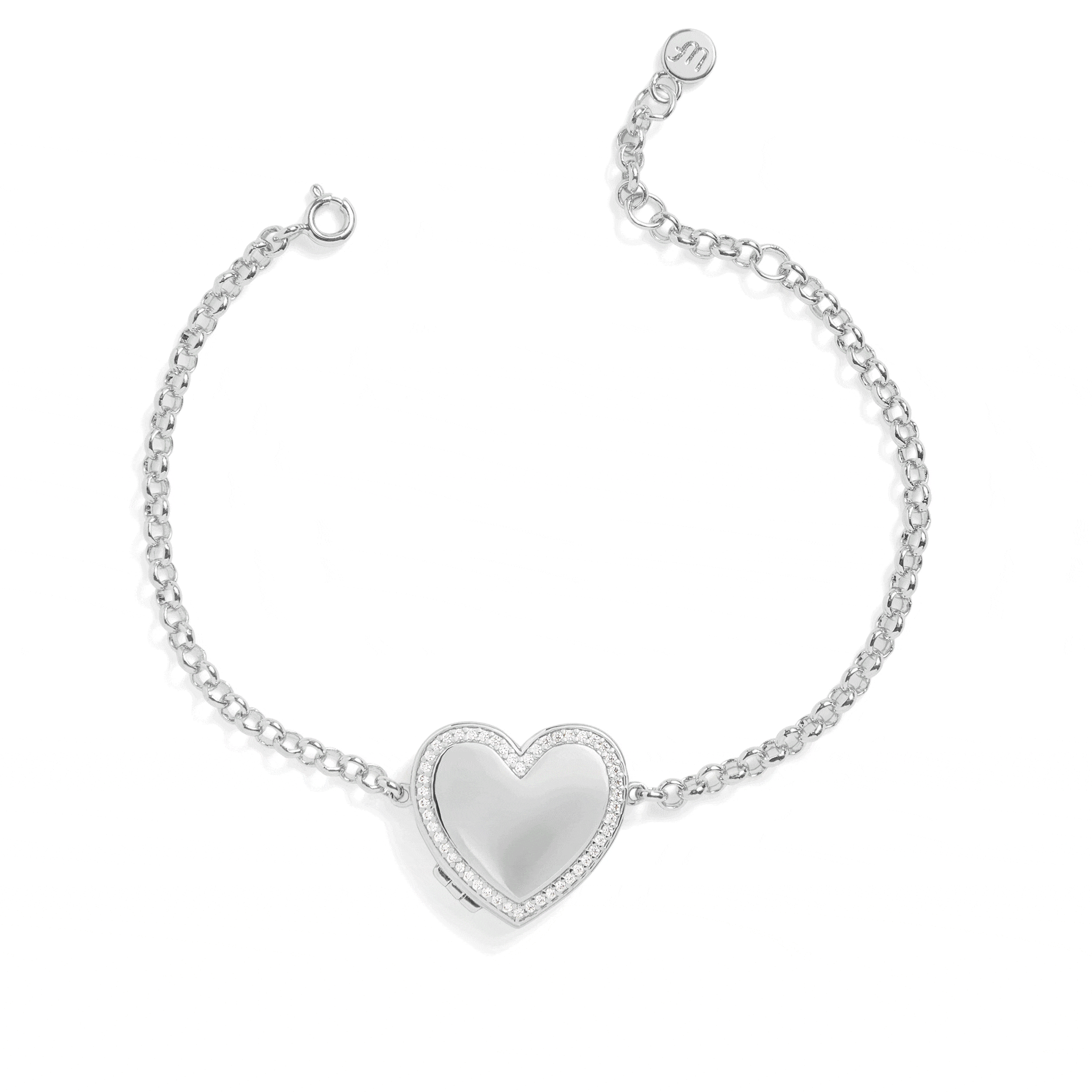 Personalized heart locket bracelet