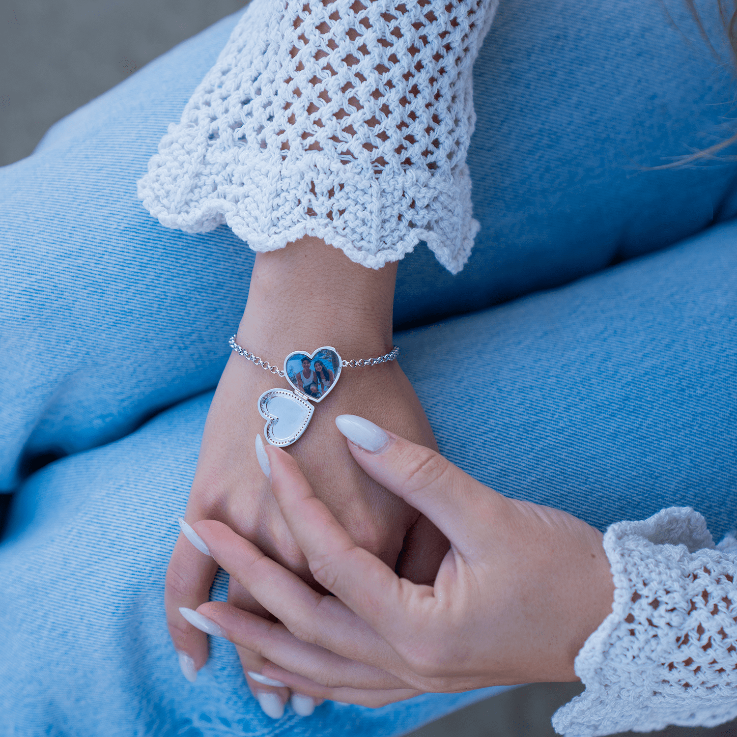 Personalized heart locket bracelet