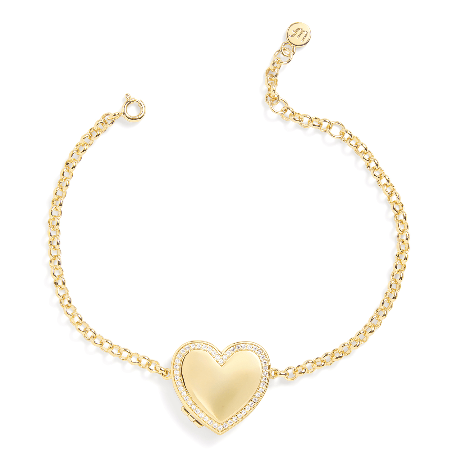 Personalized heart locket bracelet