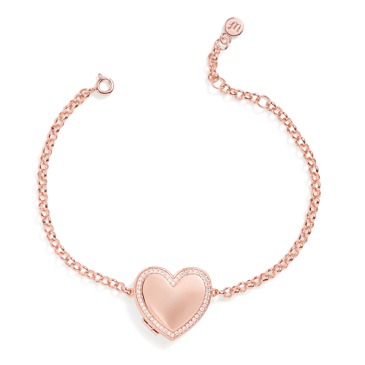 Personalized heart locket bracelet
