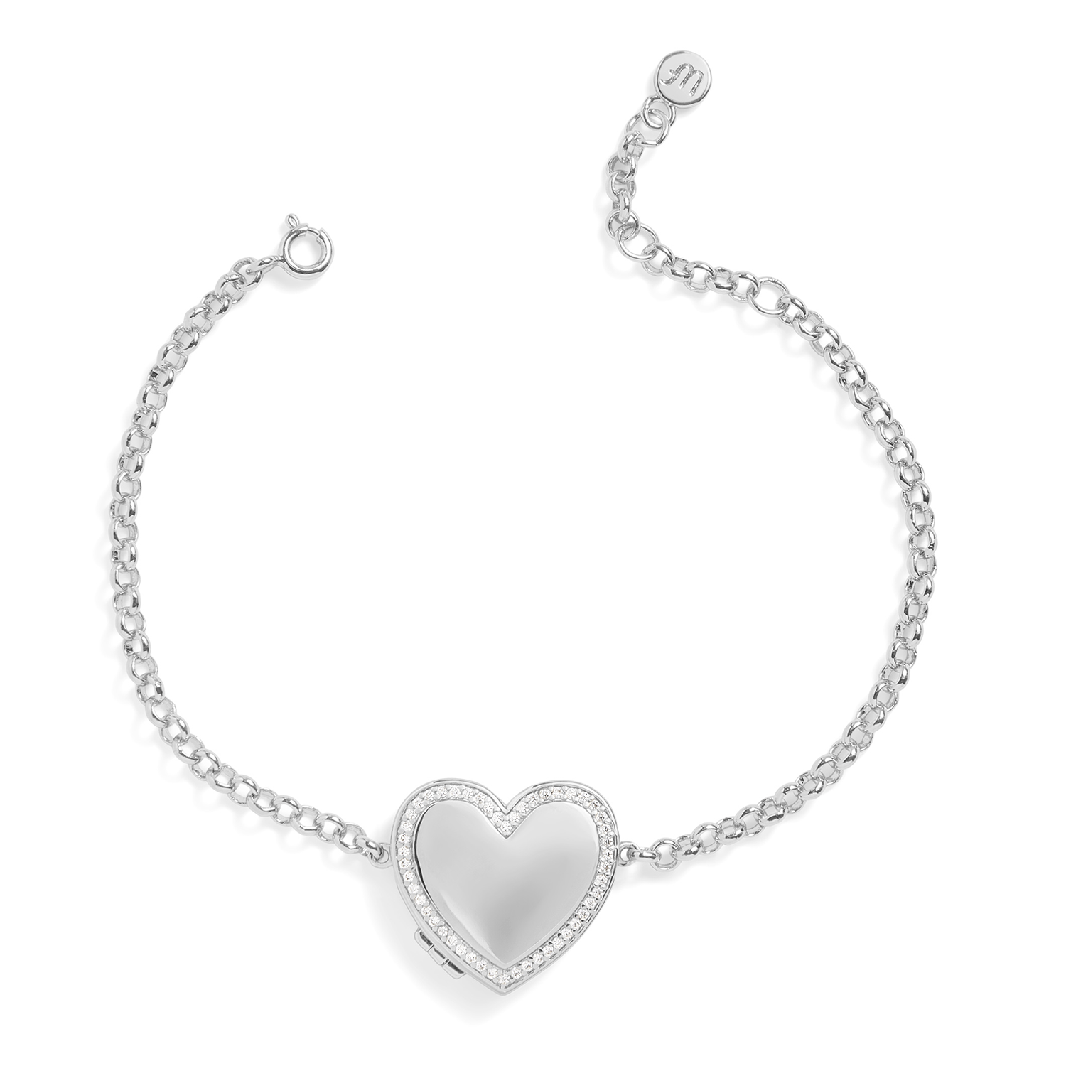 Personalized heart locket bracelet