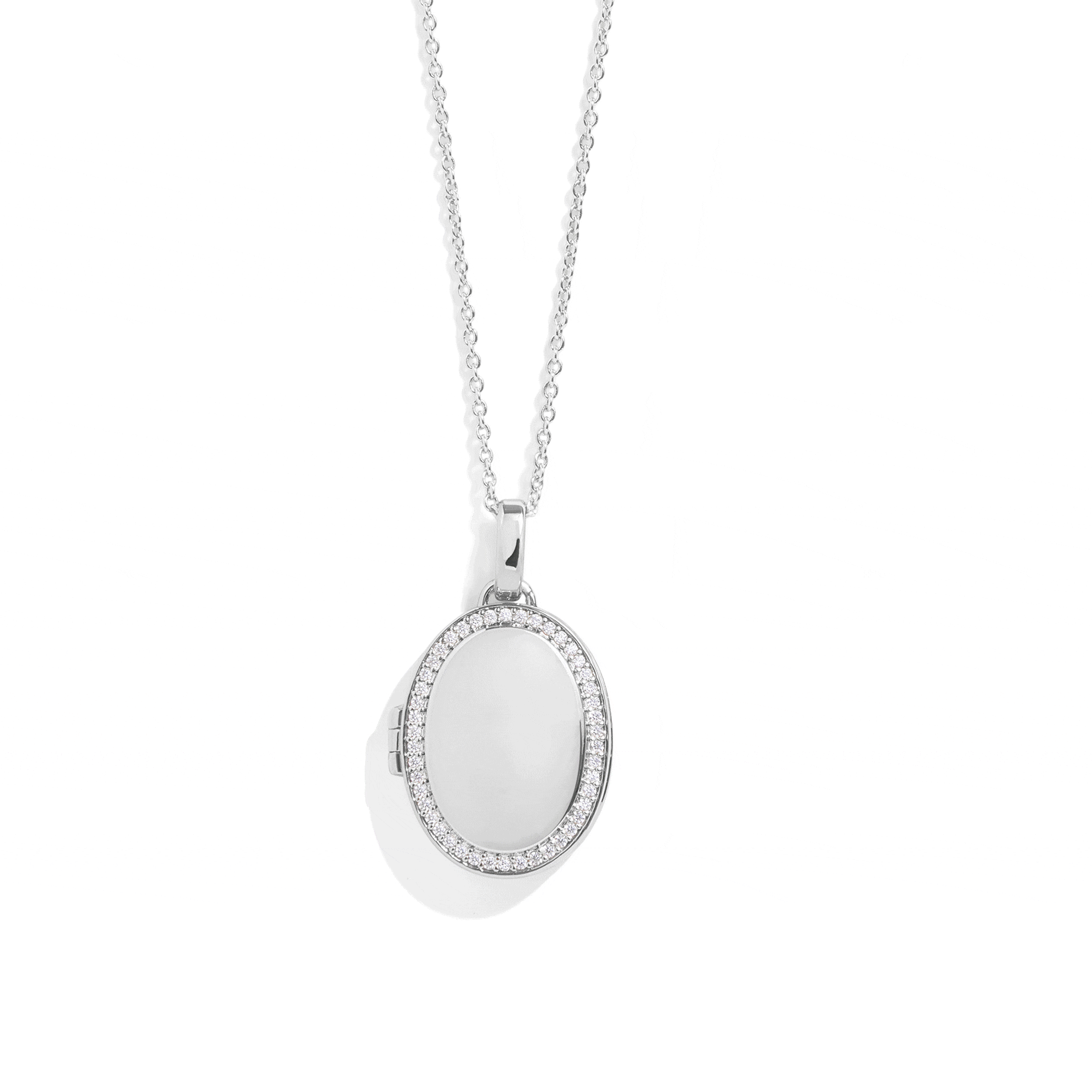 Personalized oval locket necklace