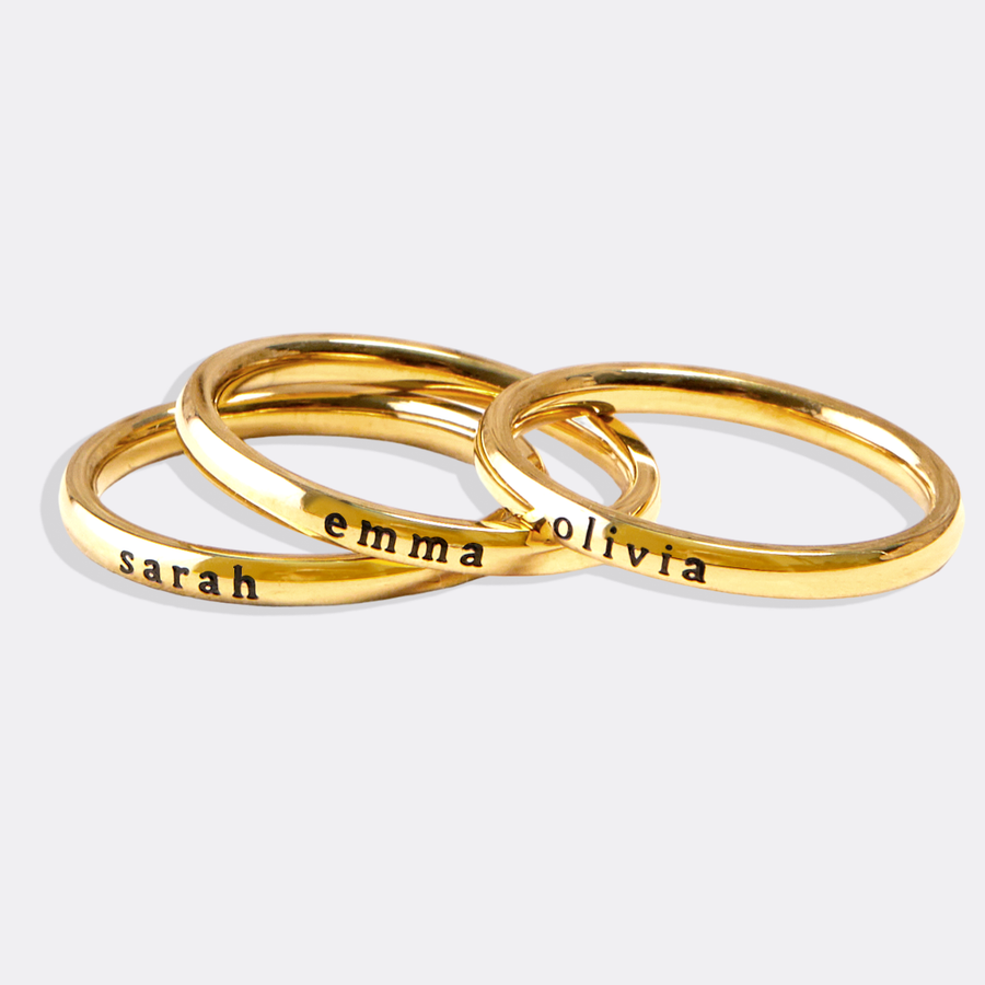 Name rings are compact and stackable