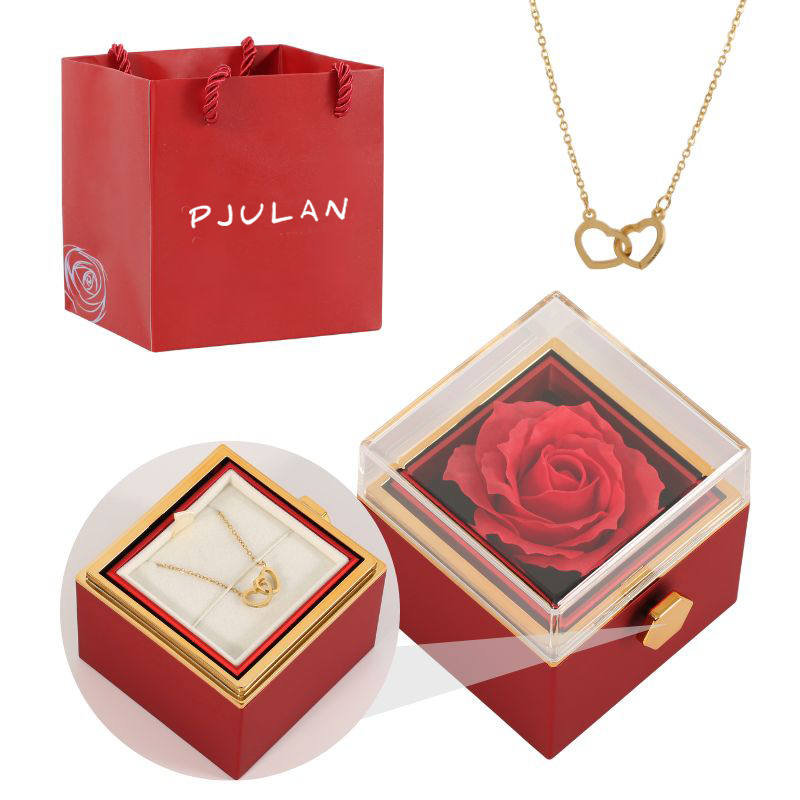 Coffret Rose Éternelle with Collier Gravé