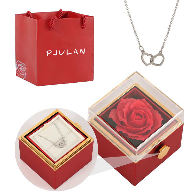 Coffret Rose Éternelle with Collier Gravé