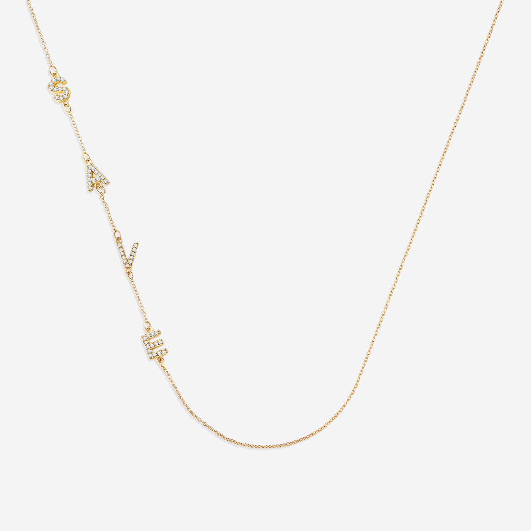 Necklace with the initials pave